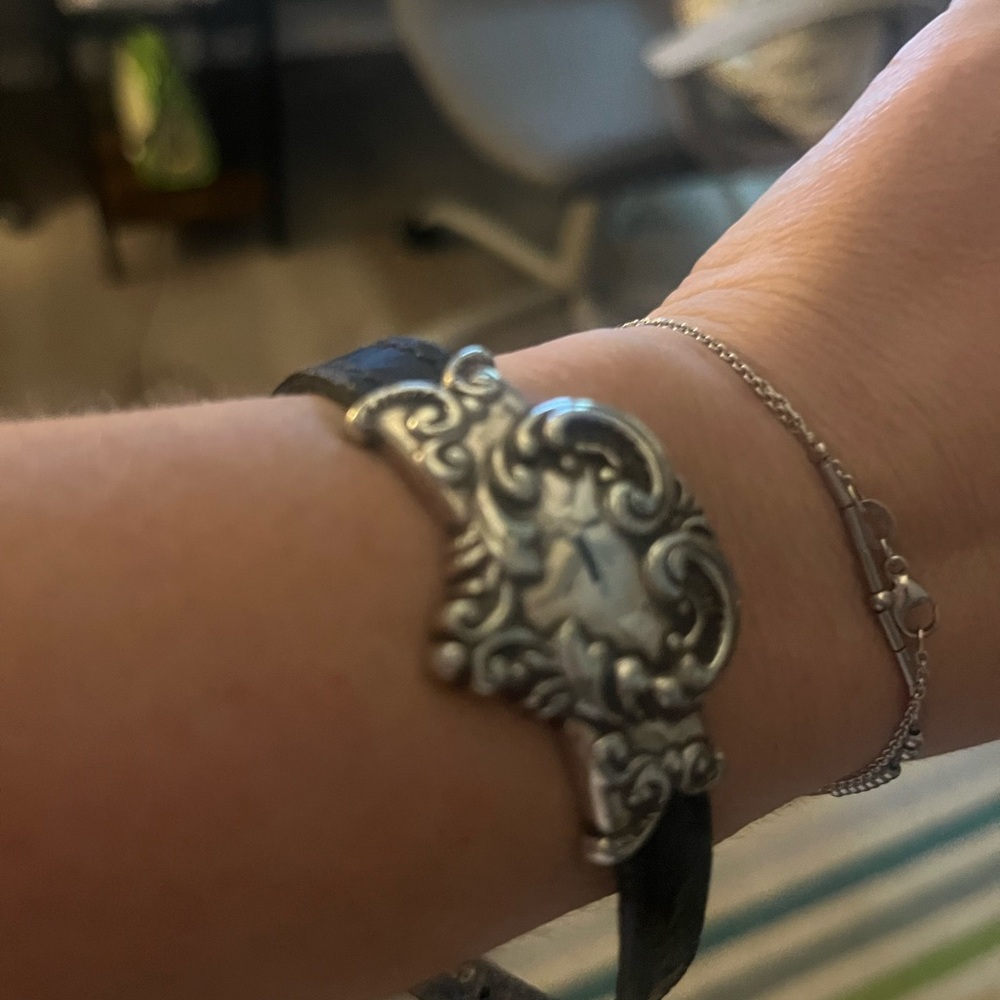Brighton Solver bracelet with Black Leather Strap